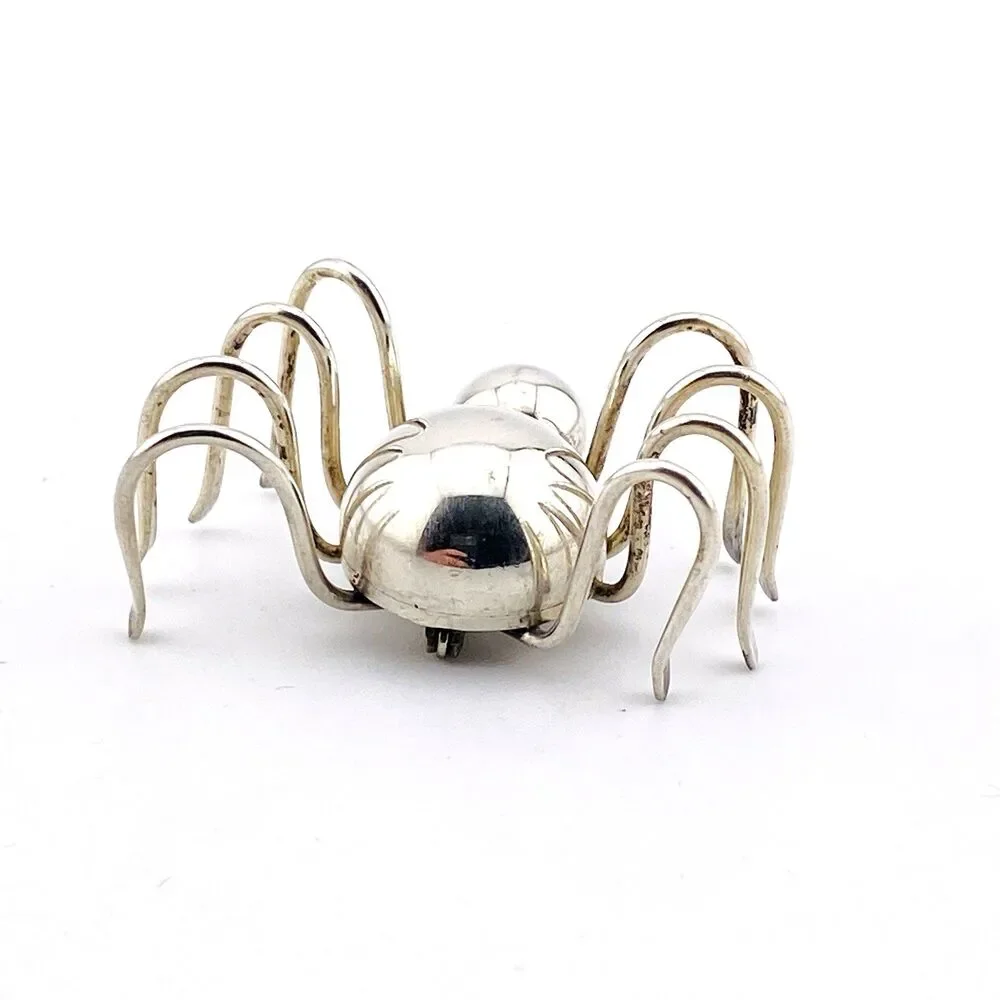 Sterling Silver Spider Brooch Mexico 925 TG 201 Large Artisan Vintage Pin